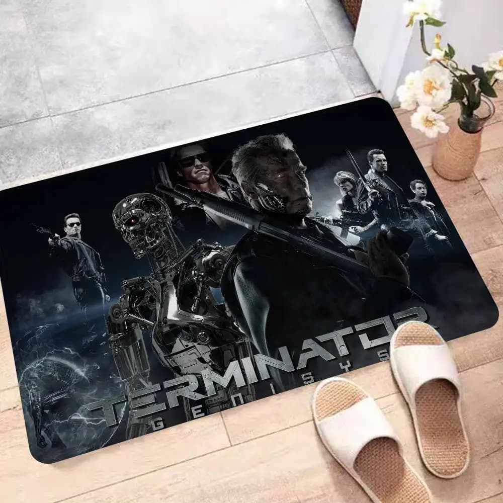 Tappetino da bagno The T-Terminator, ispirato ai film e serie TV degli anni '80, decorazione per cameretta bambini, tappeto antiscivolo per balcone, tappeto di benvenuto per soggiorno