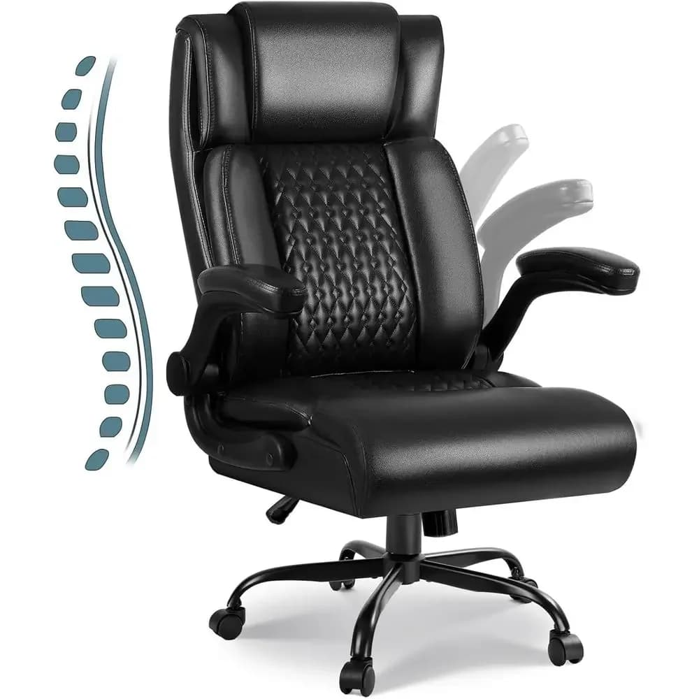 Sedia da ufficio ergonomica con schienale alto per adulti, braccioli imbottiti, sedia da gaming girevole in nero
