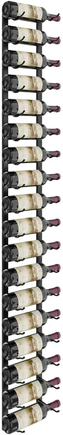 Matte Black Single Depth Metal Wall Mount Wine Storage Rack, Easy Access Wall Hanging Beverage Display Organizer Holds 18 Standard Wine Bottles, Space-Saving Vertical Wine Shelf for Home Bar, Basement & Wine Cellar