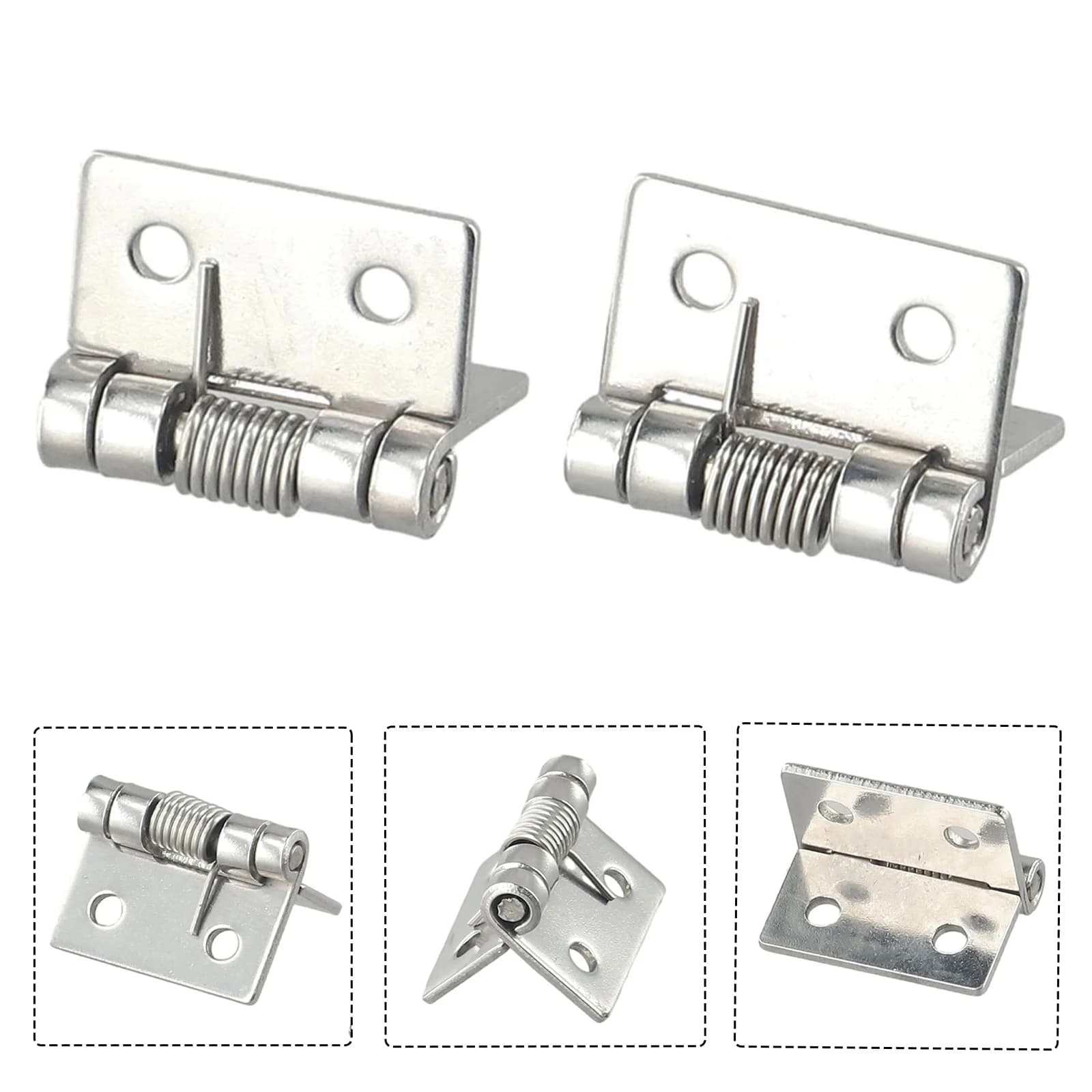 2 pz 1/1.5/2/3 Pollici Argento Molla Porta Cerniera In Acciaio Inox Auto Chiusura Design Finestre Armadi Scatole Ferramenta Per La Casa