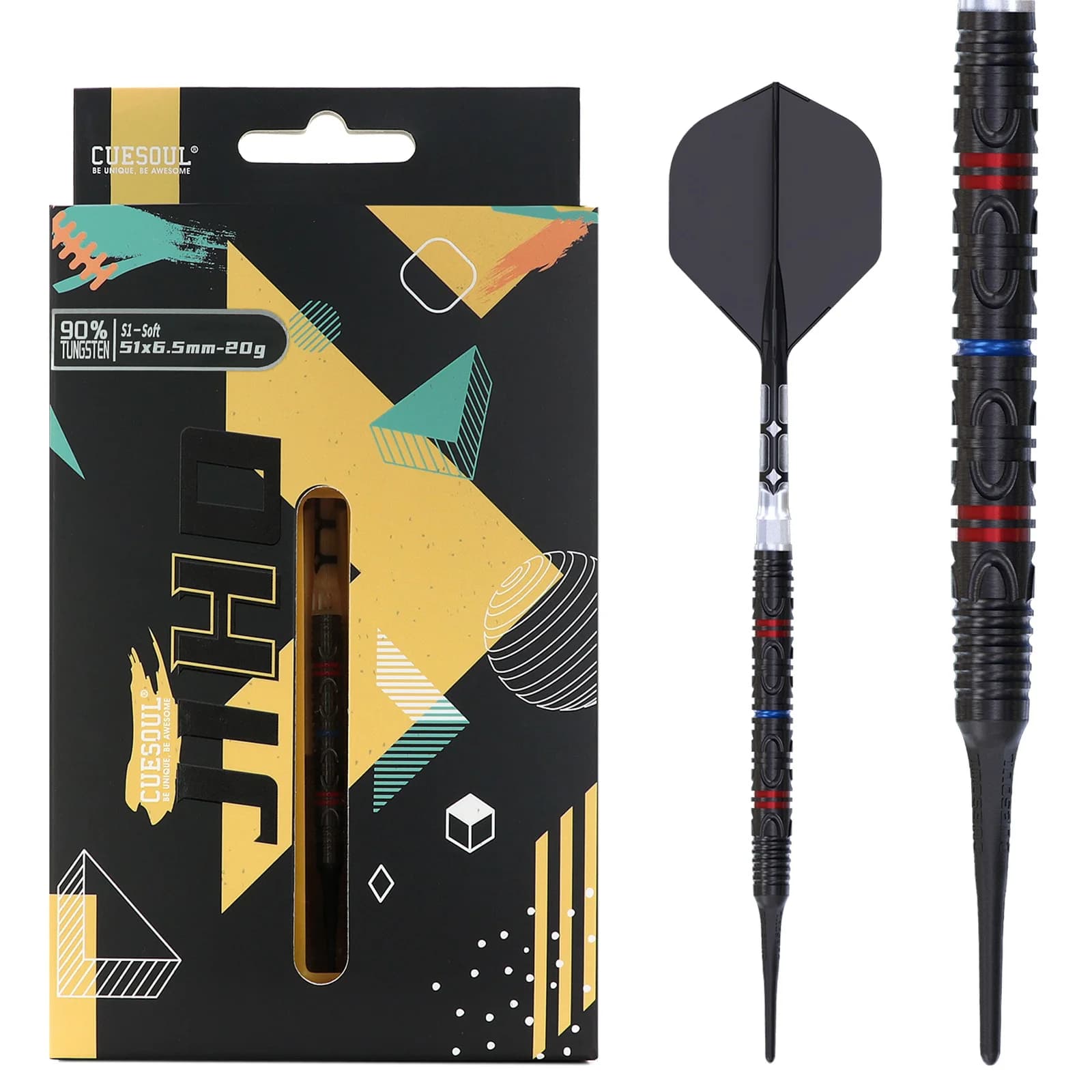 CUESOUL JIHO 18/19/20/21g Soft Tip 90% Set di freccette in tungsteno con volo ROST T19