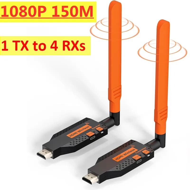 5.8G 1080P 150M Wireless HDMI Video Audio Transmitter and Receiver Extender Display Dongle Adapter For TV Monitor PC Projector