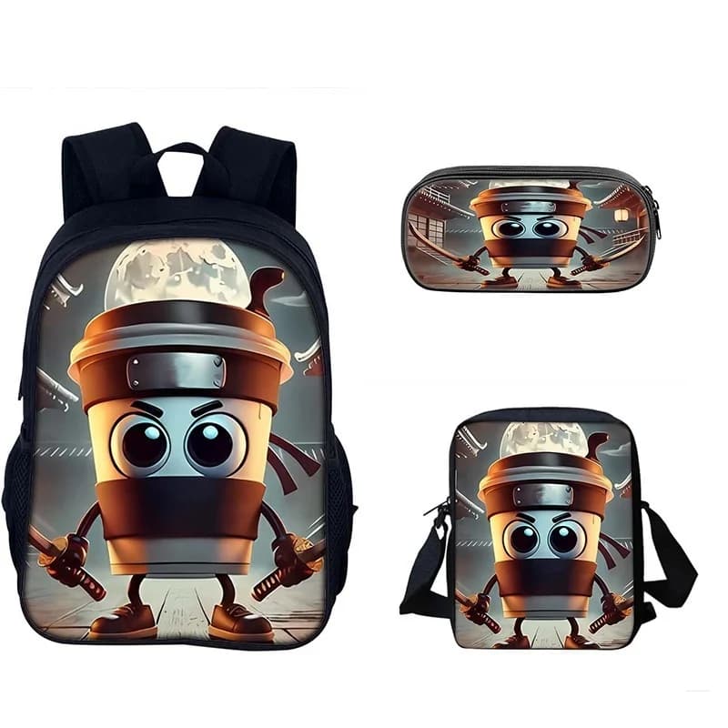 3pcs Italian Brainrot Backpack Shoulder Bag Pencil Case Set Large Capacity Anime Schoolbag For Boy And Girl Back To Shcool Gift