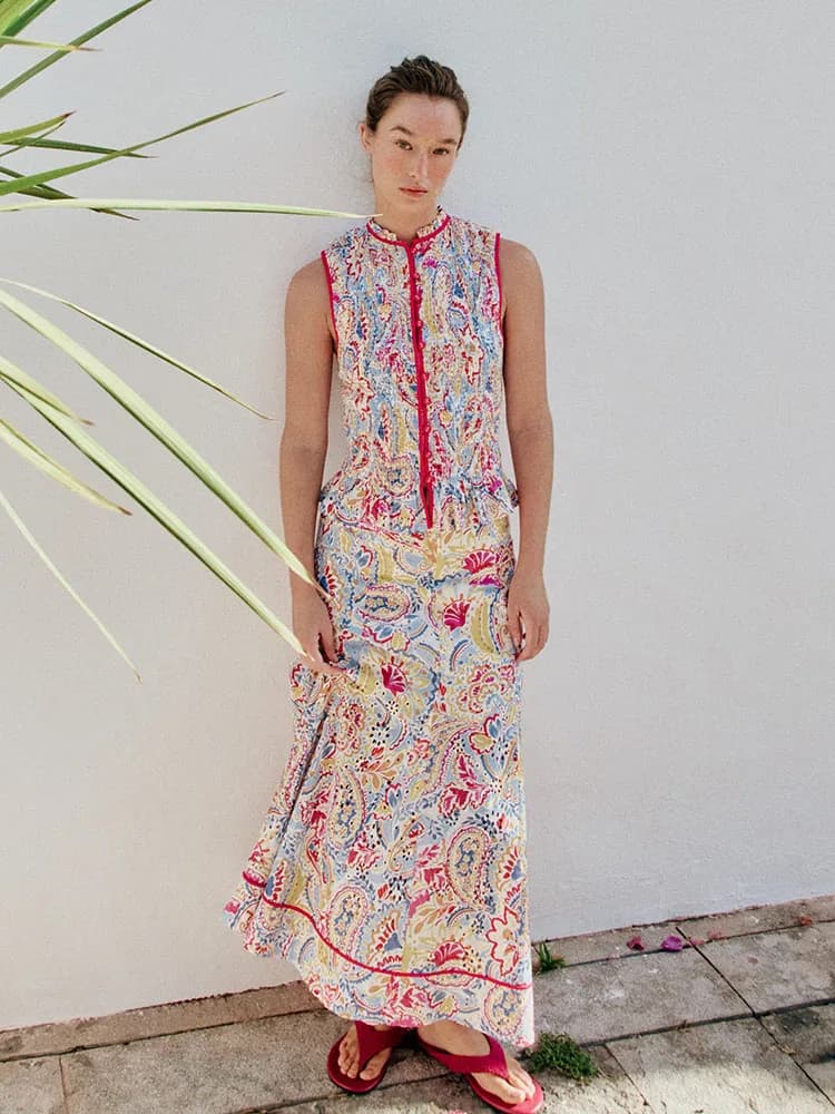 New 2026 Women's Midi A-Line Skirt Summer Collection Elegant Midi Dress Casual Mid-Length Gown for Women in Other Materials
