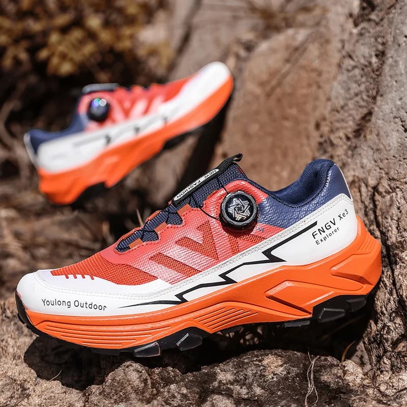 High Quality Men's Trekking Sneakers Rotary Buckle Hiking Shoes For Men Platform Walking Shoes Outdoor Breathable Camping Shoes