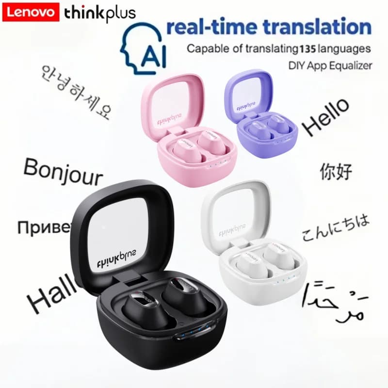 Lenovo XT62 Auricolare wireless Bluetooth Impermeabile Touch Control Auricolari sportivi HiFi a bassa latenza APP Auricolare traduttore AI
