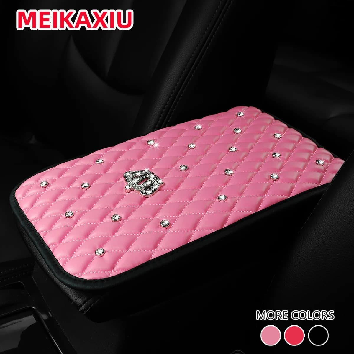 1 PU soft Comfort diamond-encrusted Crown Car armrest cushion Car accessories interior for both men and women