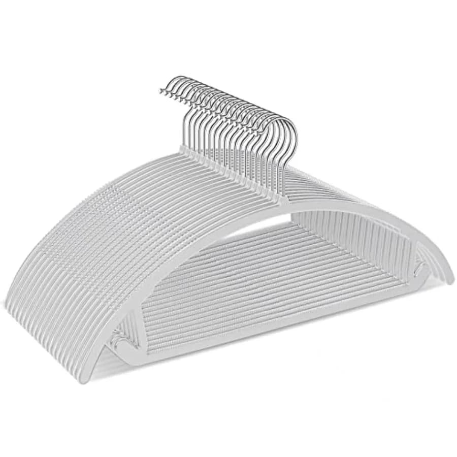 Appendiabiti in plastica (confezione da 50) senza spalline, antiscivolo, salvaspazio, con design curvo per proteggere i vestiti