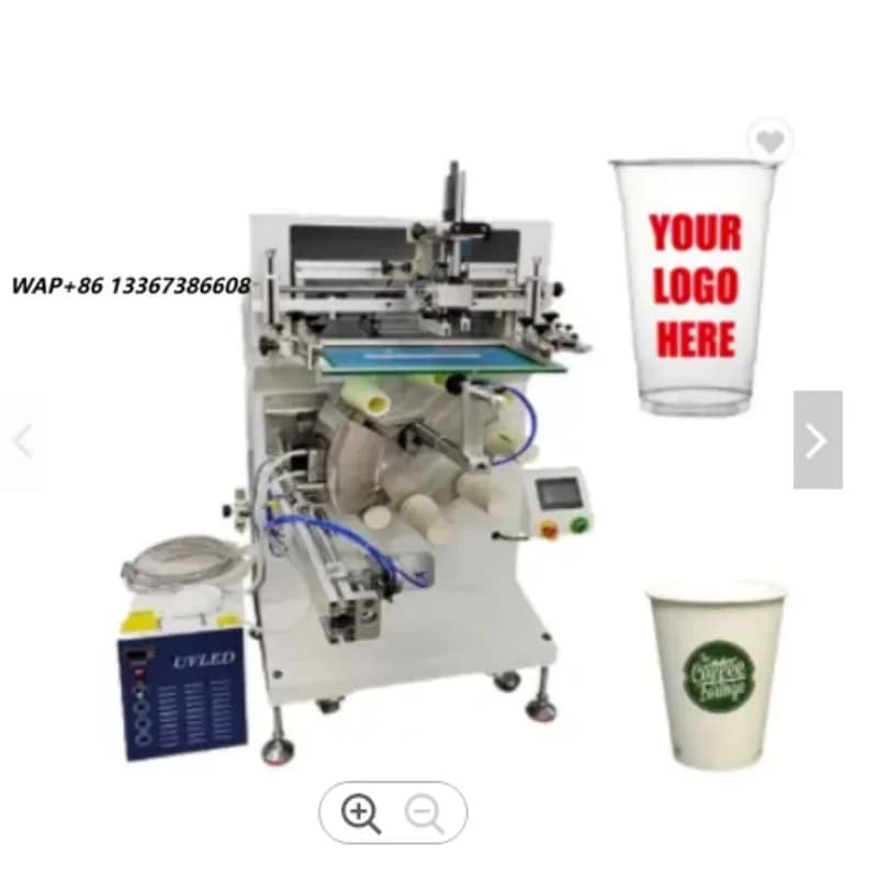 Semi-auto Screen Printer with 8 Station & Uv Dryer for Disposable Paper & Plastic Cup Coffee Cup Milk Tea Cup