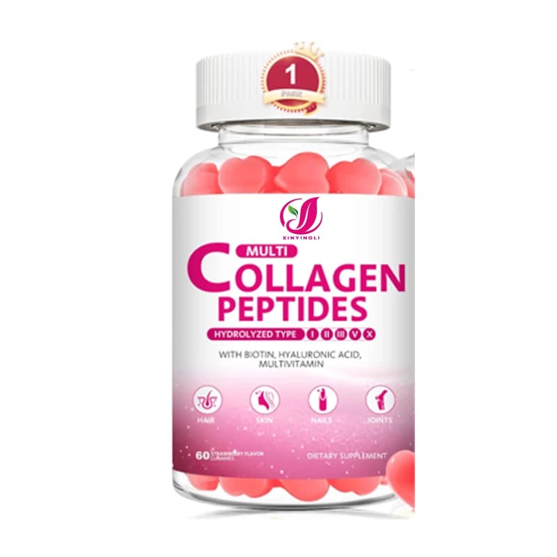 Gomme masticabili multi-peptide di collagene, tipi I, II, III, V, X, con acido ialuronico e vitamina C