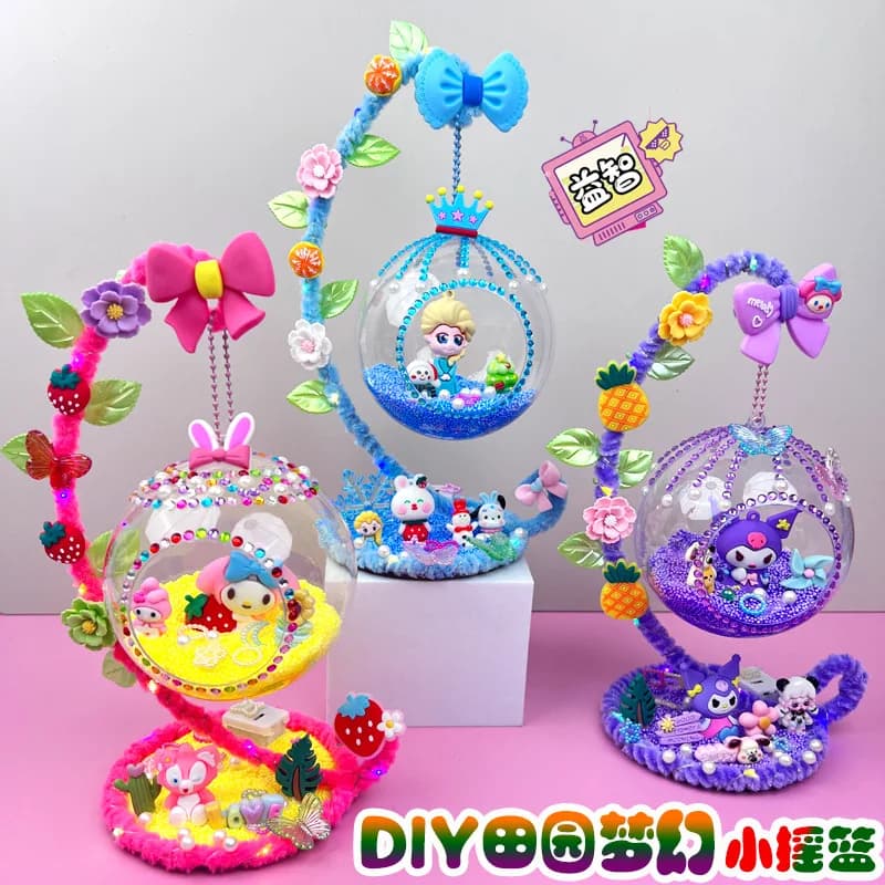 Sanrio MyMelody Fai da te Luce notturna Artigianale Anime Simpatico cartone animato Creativo Lampada da culla Set di creazione di arti e mestieri educativi Ragazze Ragazzi Regalo