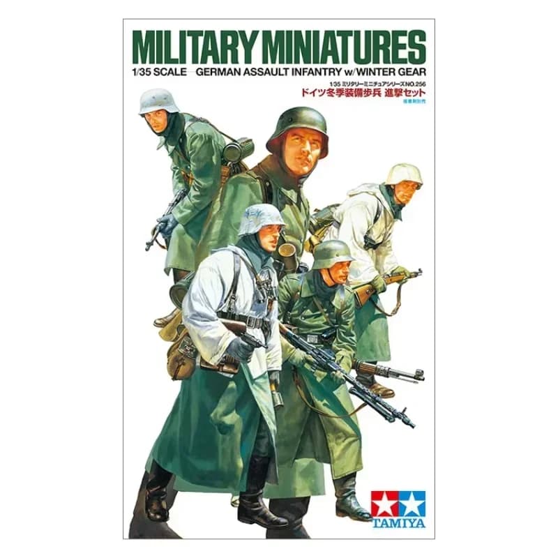 TAMIYA 1/35 35256 Fanteria d'assalto tedesca con attrezzatura invernale (5 figure) Kit modello in scala di assemblaggio militare Giocattolo fai da te, Regalo di raccolta