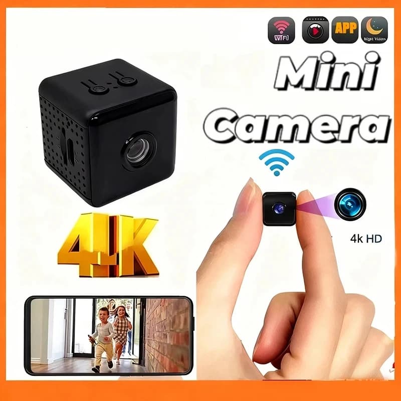 Nuova Mini Telecamera 4K Wireless WiFi per Interni ed Esterni, con Rilevamento di Movimento per Bambini e Animali Domestici, Telecamera di Sicurezza Domestica