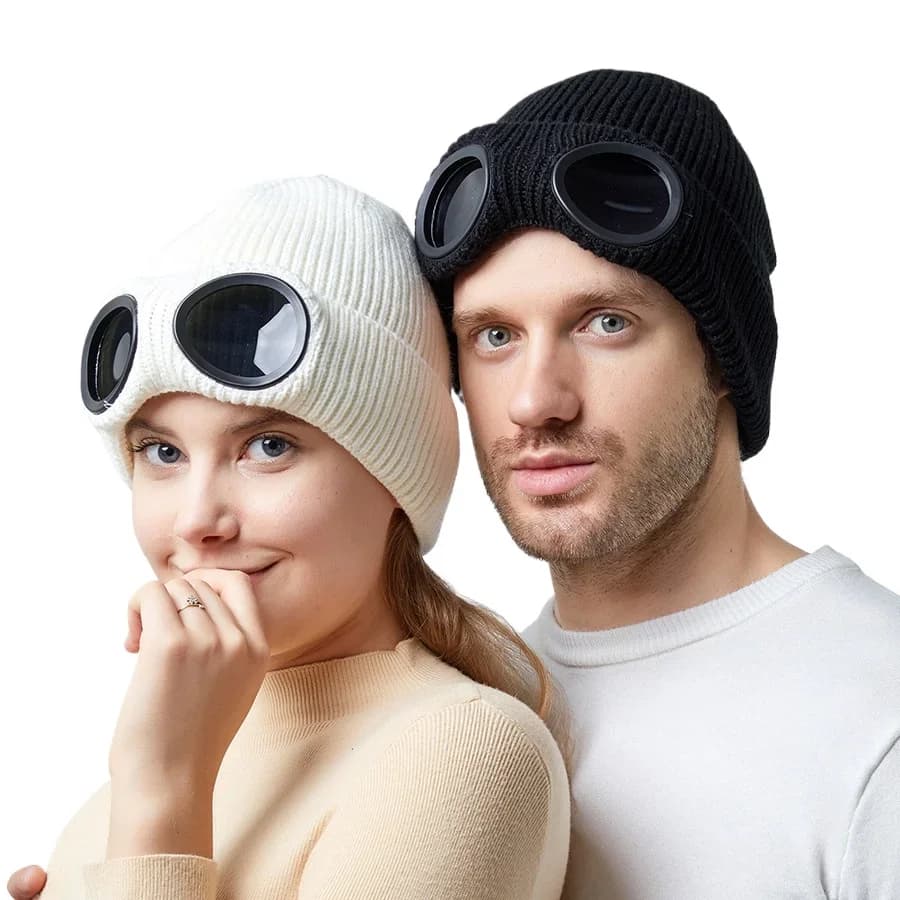 Windproof Ski Beanie with Fleece Lining Warm Knitted Winter Hat Men Women Outdoor Snow Cap New Year Gift Couples Knitted Hats