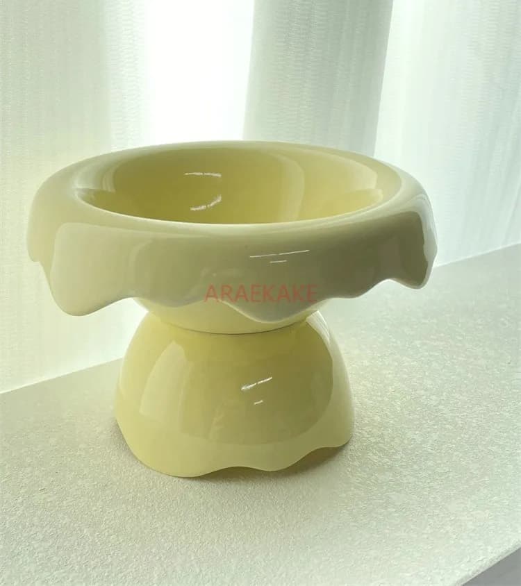 1 set ciotola per gatti petalo ciotola in ceramica staccabile con piedi alti, ciotola per cibo per cani con protezione cervicale, ciotola per alimentazione per animali domestici