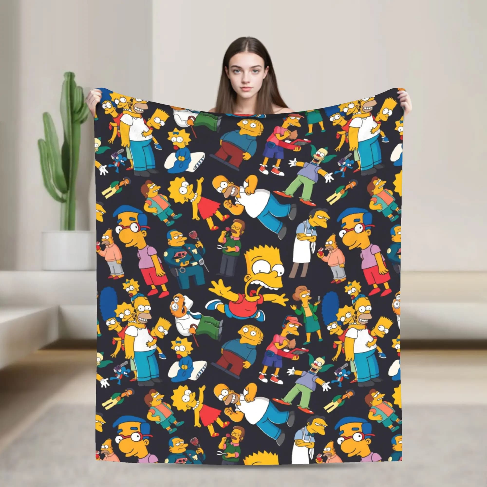 Bart Homer Lisa Marg Blanket The S-Simpsons Super Soft Print Plush Throw Blanket For Living Room Flannel Bedspread Bed Cover