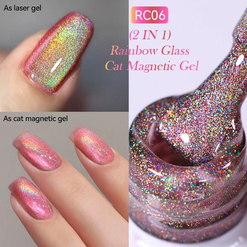 LILYCUTE 7ML Arcobaleno Rosso Vetro Luce Gatto Gel Magnetico Smalto per unghie Brillante Semipermanente Soak Off LED Gel UV Nail Art Manicure