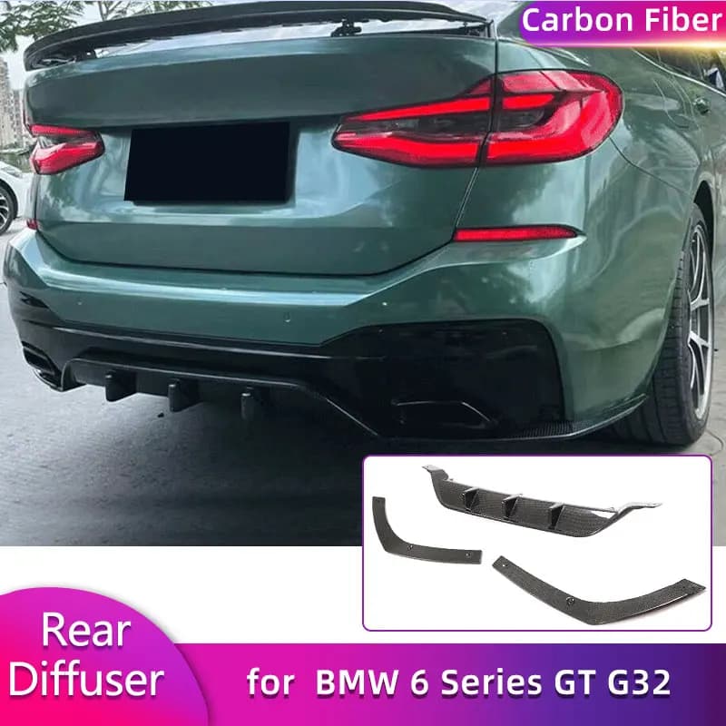 Diffusore Posteriore in Fibra di Carbonio per BMW Serie 6 GT G32 M-Sport 2017-2022, Kit Carrozzeria Spoiler Posteriore