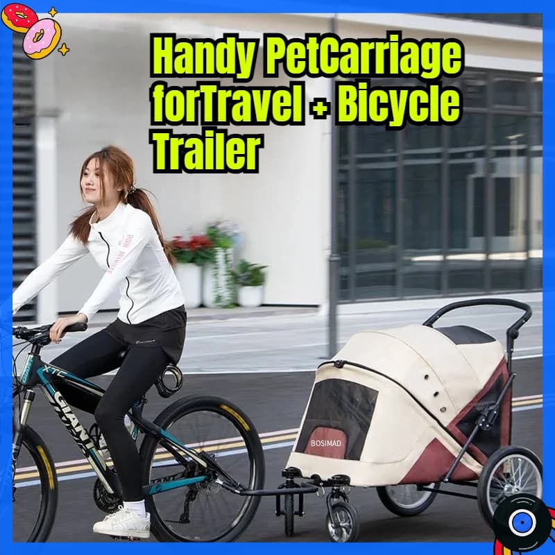 2026 New Large Dog Cart Dual-use Bicycle Trailer Less Than 50KG Medium To Large Dog Outdoor Cart Towed Pet Stroller