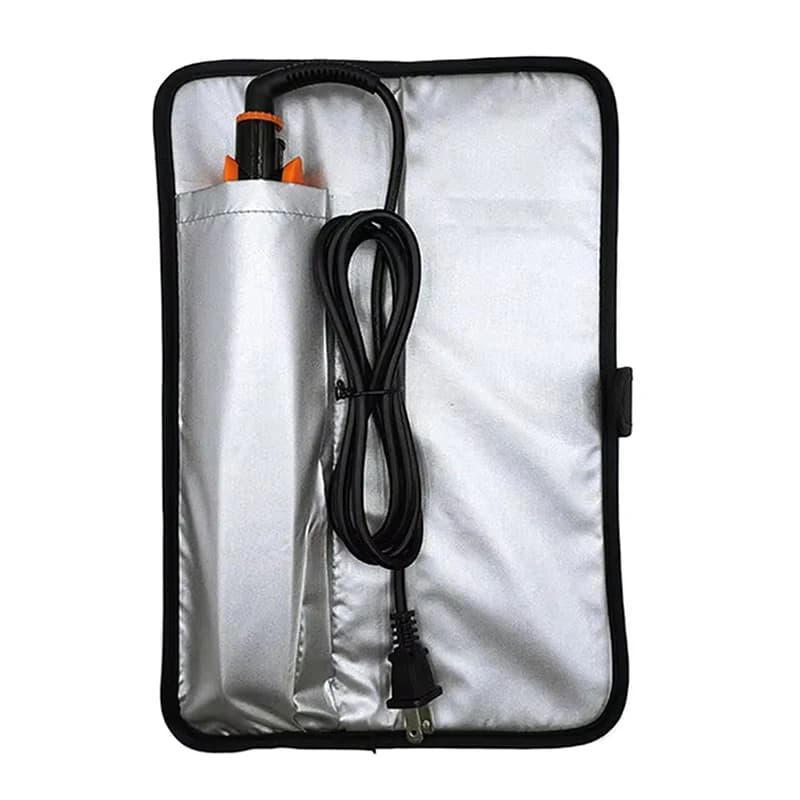 Borsa portaoggetti pieghevole da viaggio per piastra e arricciacapelli, resistente al calore, per donna