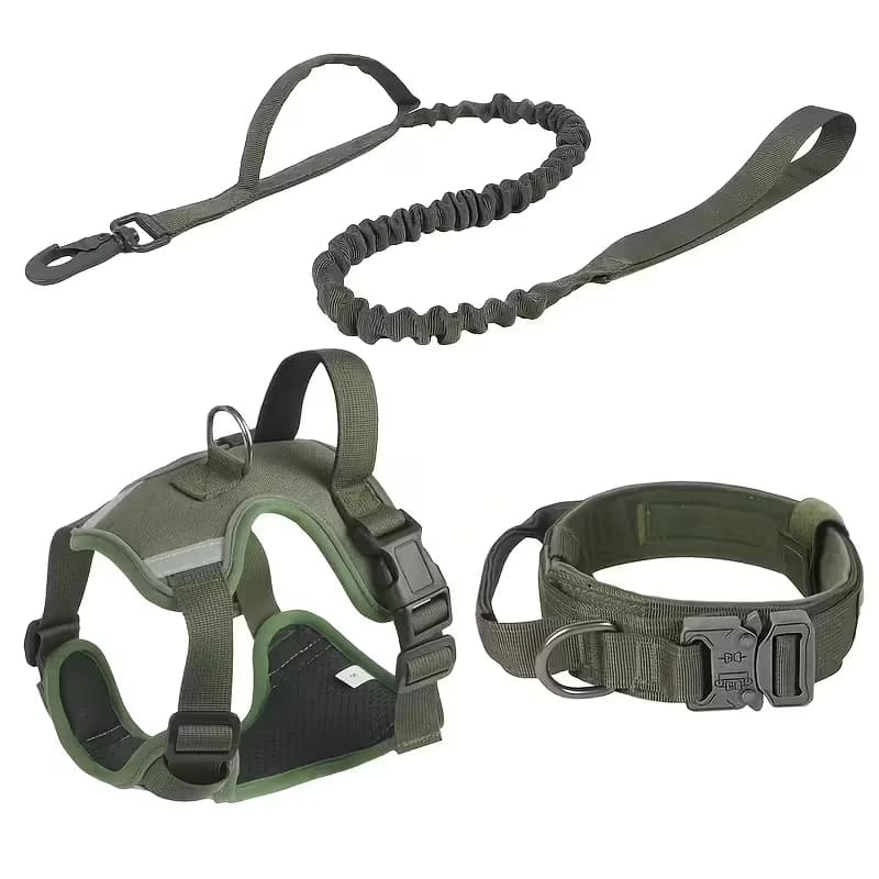Pettorina per cani con guinzaglio, collare per cani, pettorina per cani resistente con imbottitura antiscivolo, connettore per guinzaglio anteriore e fibbie sicure