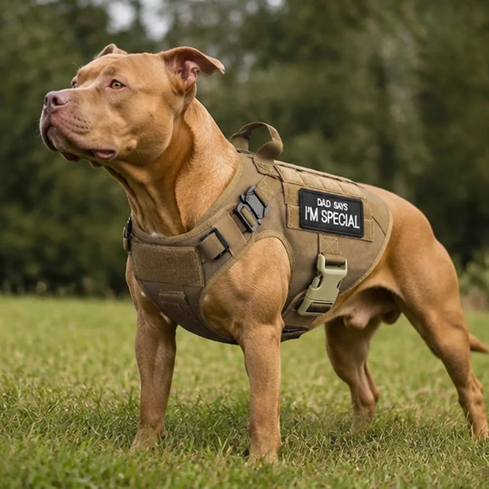 Tactical Dog Harness Collar Leash with 12pcs Patches Adjustable Training Walking Vest for Medium Large Dogs Dog Accessories