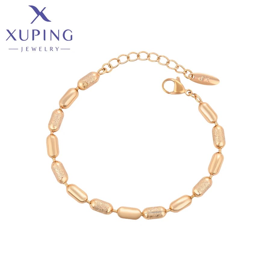 Xuping Jewelry Nuovo arrivo Fascino Perline ellittiche Braccialetti in lega di rame moda per donne Bambini con colore oro X 000978980