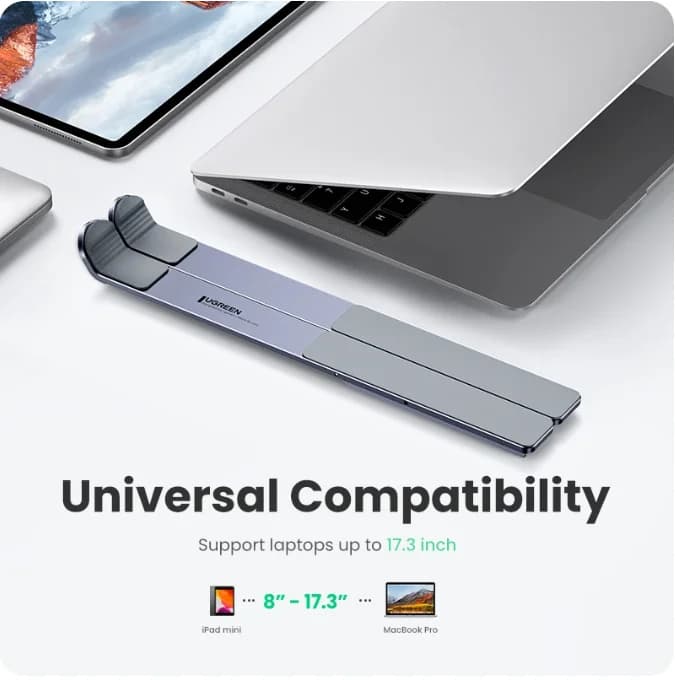 UGREEN Laptop Stand for Macbook Air Pro Foldable Aluminum Vertical Notebook Stand Laptop Support Macbook Pro Tablet Phone Stand