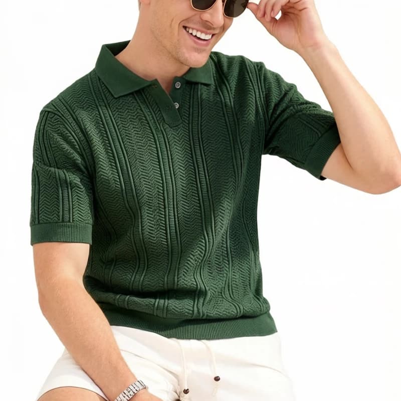 Nuova Camicia da Golf in Maglia per Uomo 2026, Polo Casual a Maniche Corte, T-Shirt Estiva Elasticizzata con Bottoni, Top Amazon