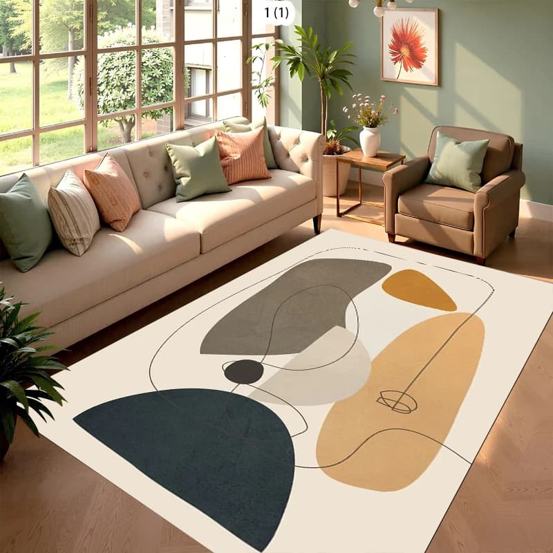 Tappeto Decorativo con Geometrie Astratte per Soggiorno, Linee Geometriche per Camera da Letto, Cucina, Portico, Ingresso, Stile Nordico
