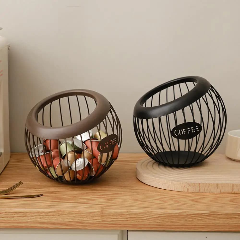 Blue Snack Dried Fruit Storage Diagonal Basket Household Goods Creative Fruit Basket Iron Coffee Capsule Organizer