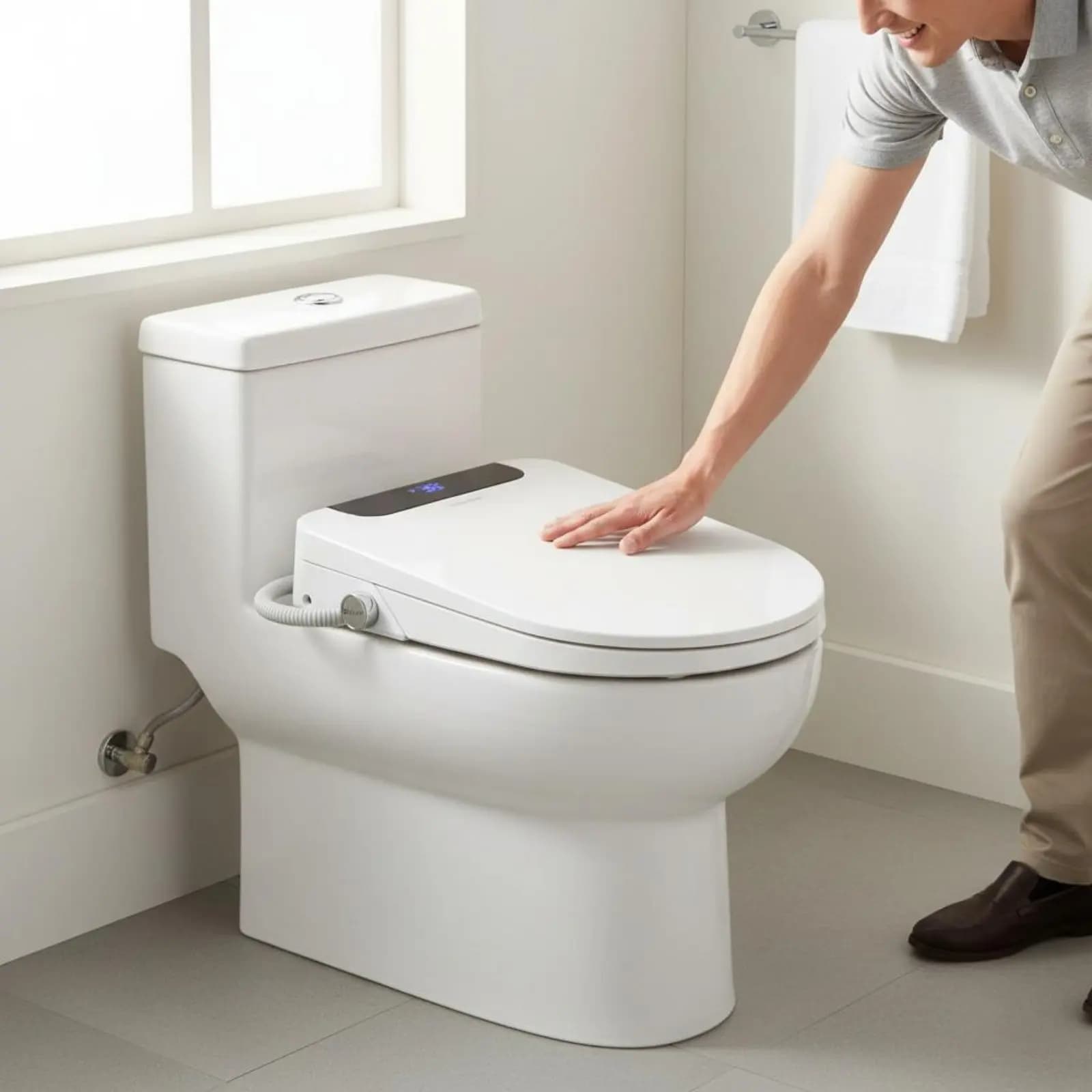 Sedile WC Intelligente con Funzione Bidet e Asciugatura, Controllo della Temperatura, Igiene e Pulizia