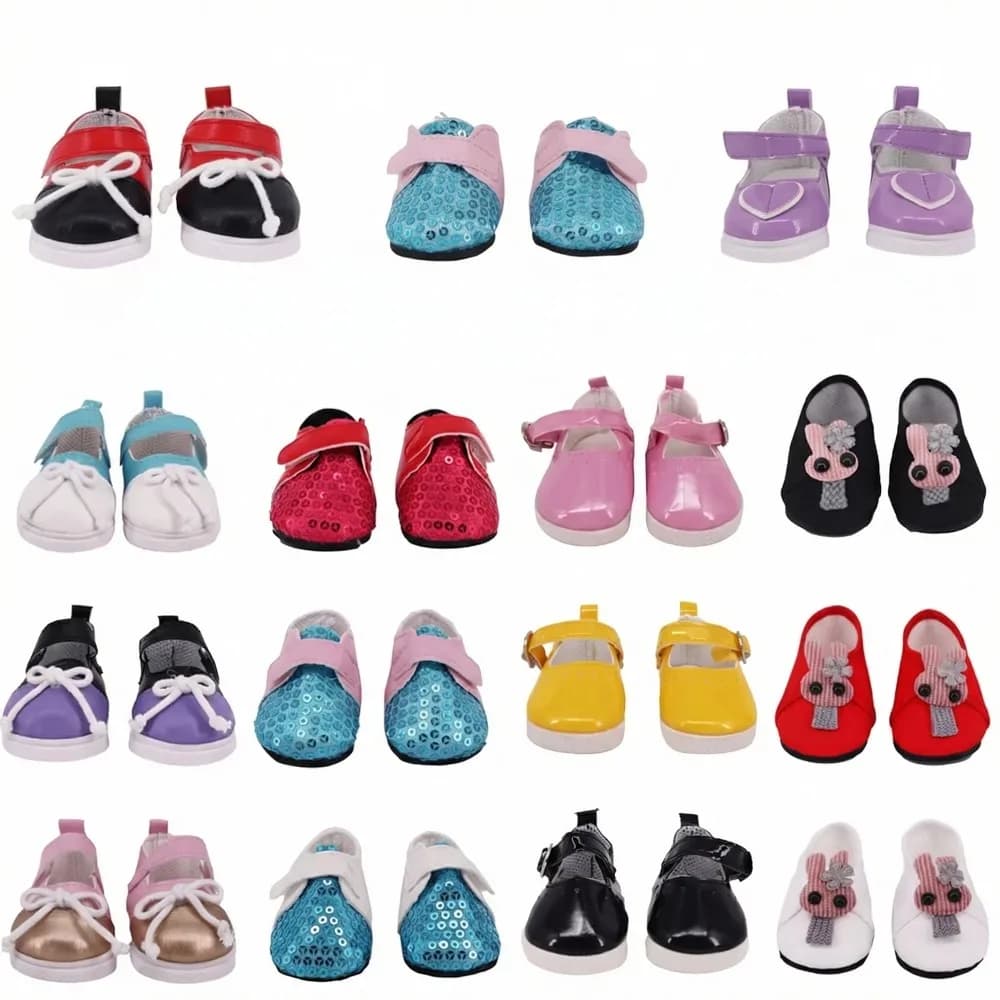 Scarpe per bambole da 7 cm, scarpe in pelle multi-stile, graziose scarpe da indossare tutti i giorni per bambole americane da 18 pollici e bambole da 43 cm, accessori, regali per bambine