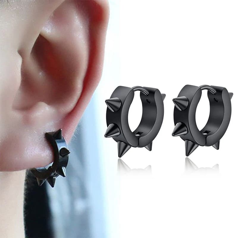 1 paio di orecchini a bottone con spina appuntita in acciaio inossidabile punk per donna uomo clip per orecchie divertenti accessori per gioielli gotici Hip Hop Street Pop