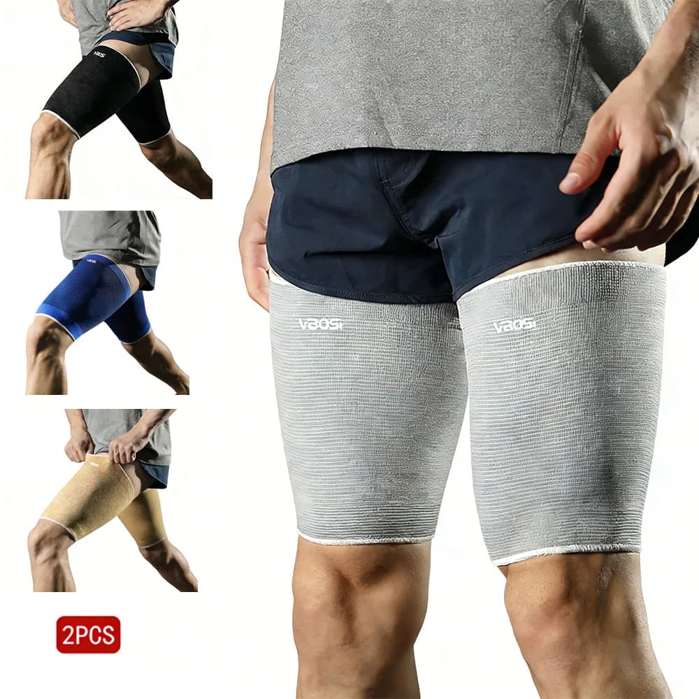 Manica di compressione per coscia da 2 pezzi per donna e uomo, tutore per coscia a compressione per sport all'aria aperta per corridori