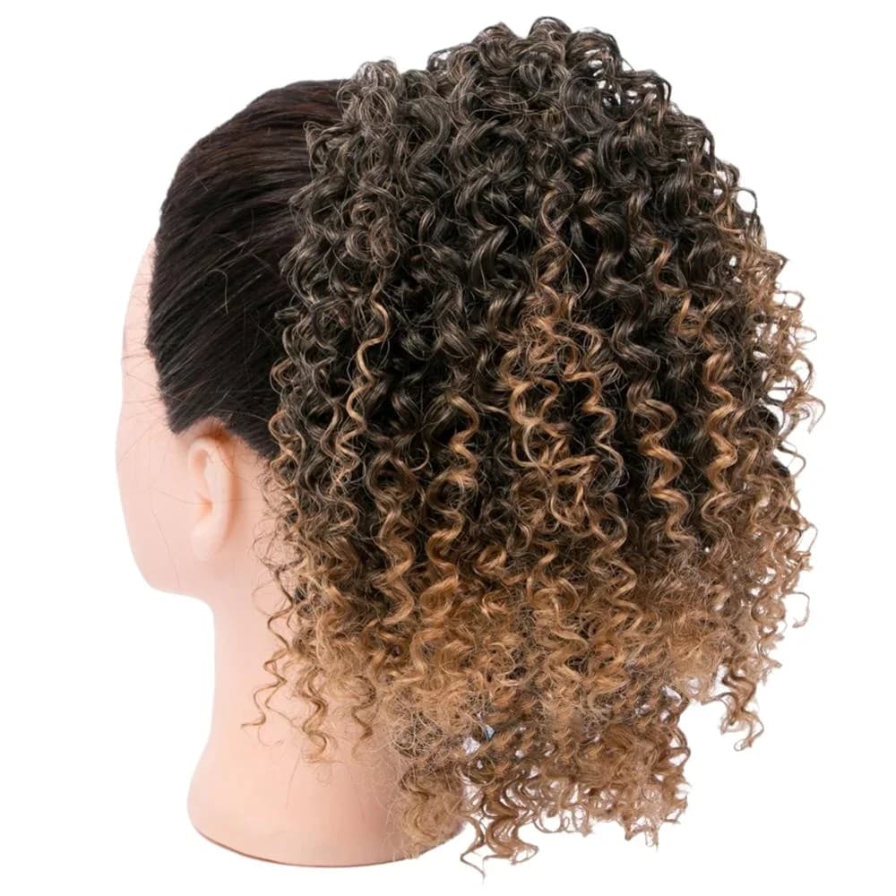 Pezzo di capelli sintetici corti afro crespi ricci coda di cavallo per l'estensione della coda di cavallo afroamericana Coda di cavallo riccia afro crespa per le donne