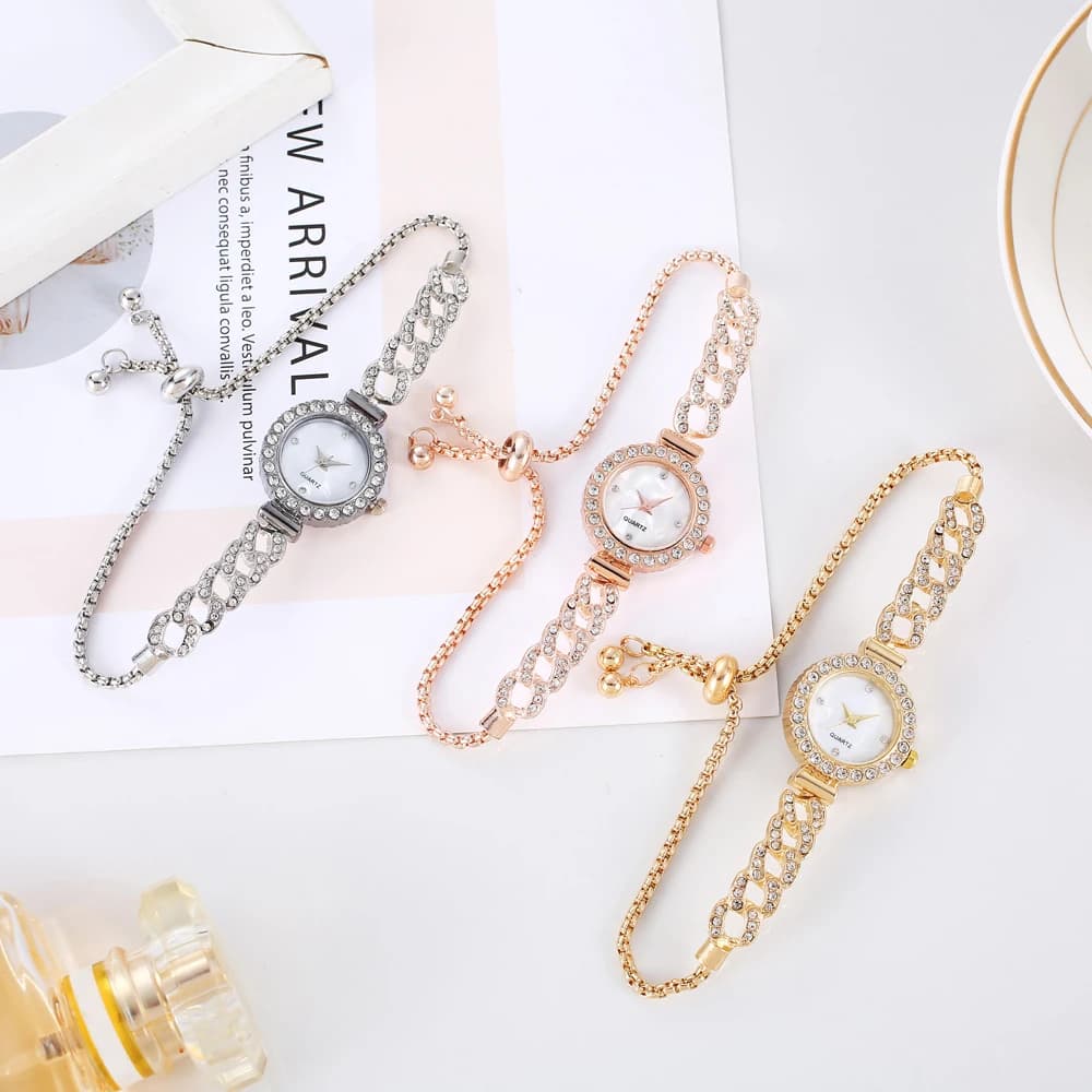 1 piece/set of elegant women's quartz watches, niche and high-end adjustable stretch bracelet watch, with twisted diamonds