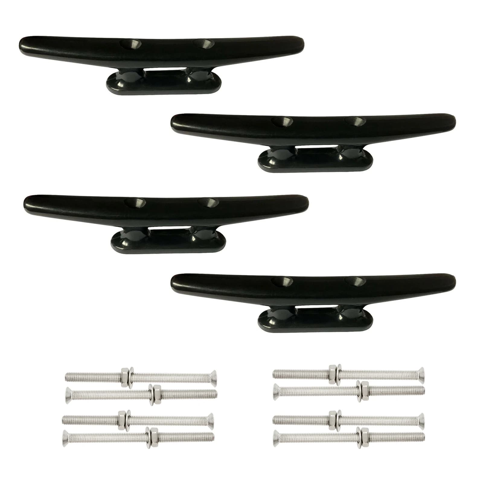 ISURE MARINE 4/6/8 pollici tacchetti per barche in Nylon nero tacchetti per pontili tacchetti per funi per Kayak in Nylon confezione da 4, Include viti di installazione