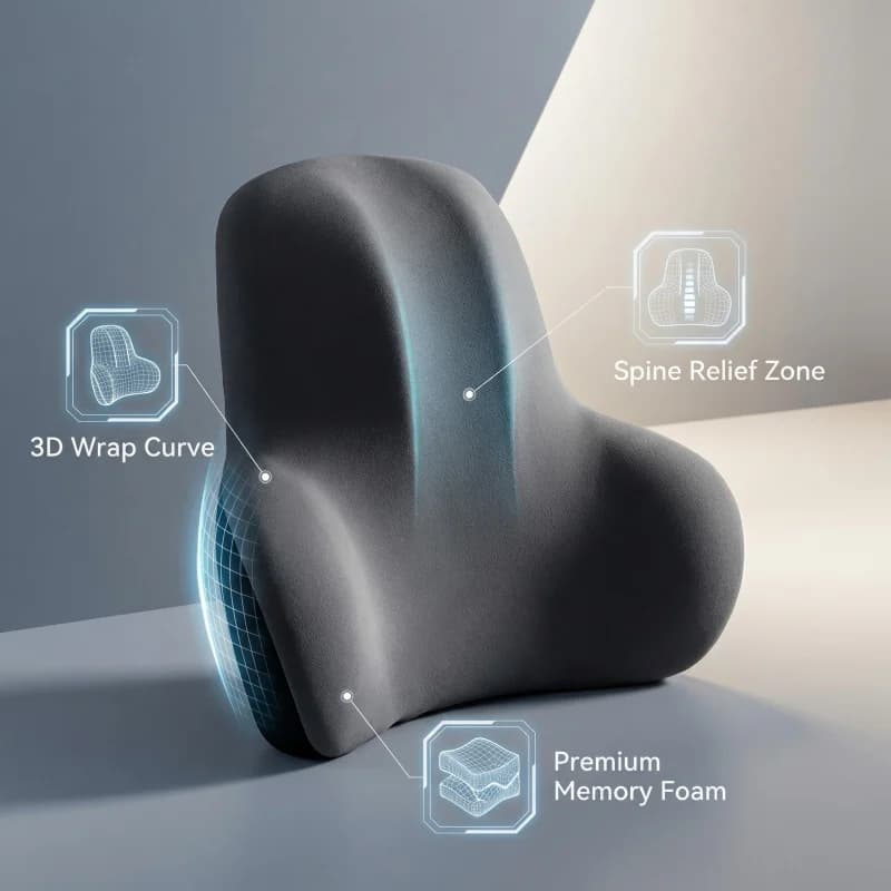 Cuscino per il Collo in Memory Foam Traspirante, Supporto Lombare per Auto, Casa e Ufficio, Allevia lo Stress