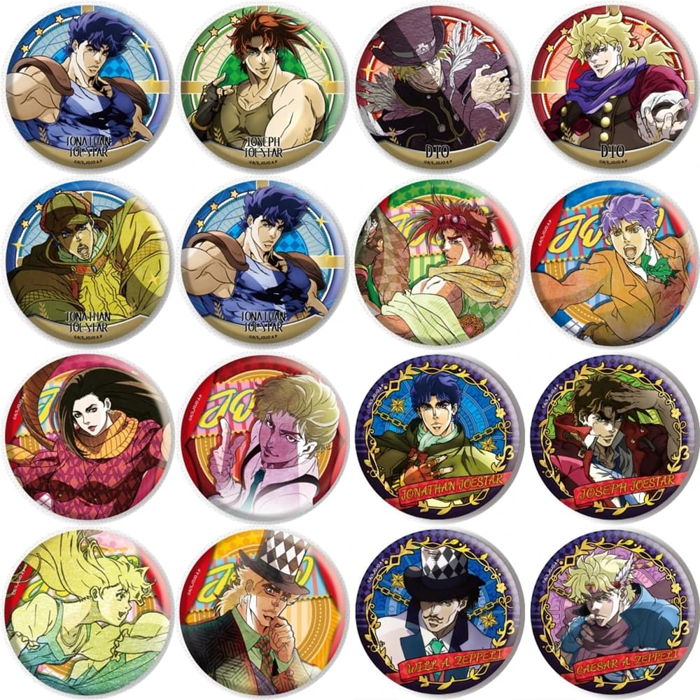 58mm Anime JoJo's Bizarre Adventure Stardust Crusaders Oil Painting Style Cosplay COSTUME Badge Pin SPTE Tinplate Brooch Gilf