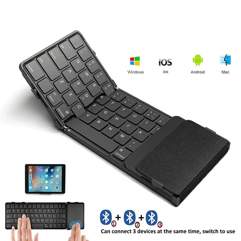 Tastiera pieghevole wireless BOW Corea/Russia con touchpad/numero Tastiera Bluetooth pieghevole ricaricabile per tablet Ipad