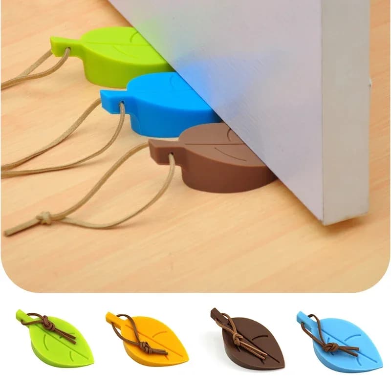 Tappi per fermaporta in gomma siliconica a forma di foglie blocco porta per bambini Anti-cartella a mano per porta di sicurezza dell'hotel appeso