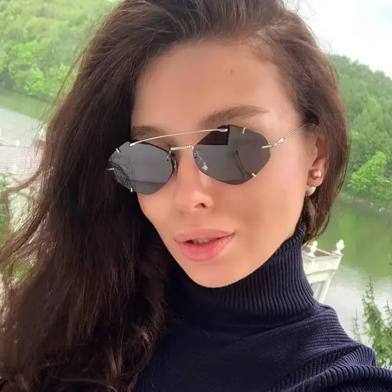 Rimless Diamond Sunglasses Square Women Men Retro Sun Glasses Brand Designer Eyewear UV400 Shades Oculos Female Gafas 200000297