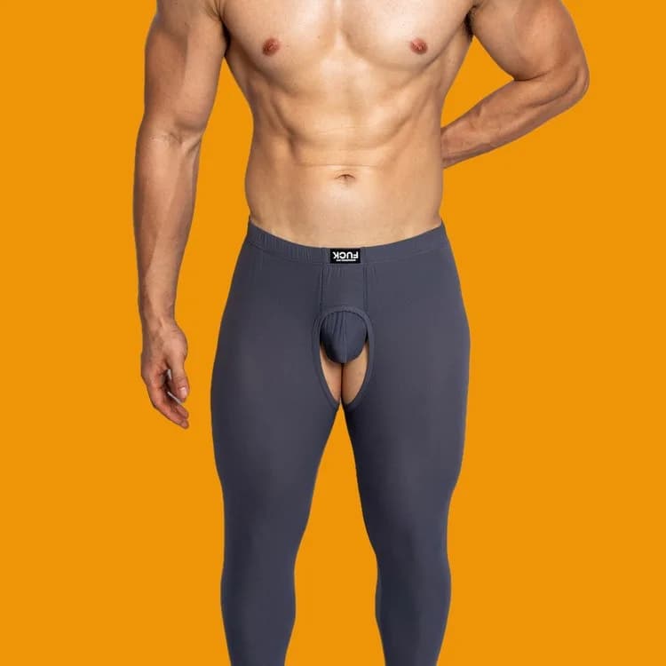 Men's Long Johns Underwear Low Waist Sexy Hollow Tights Thin Ice Silk Breathable Homme Party Underwear