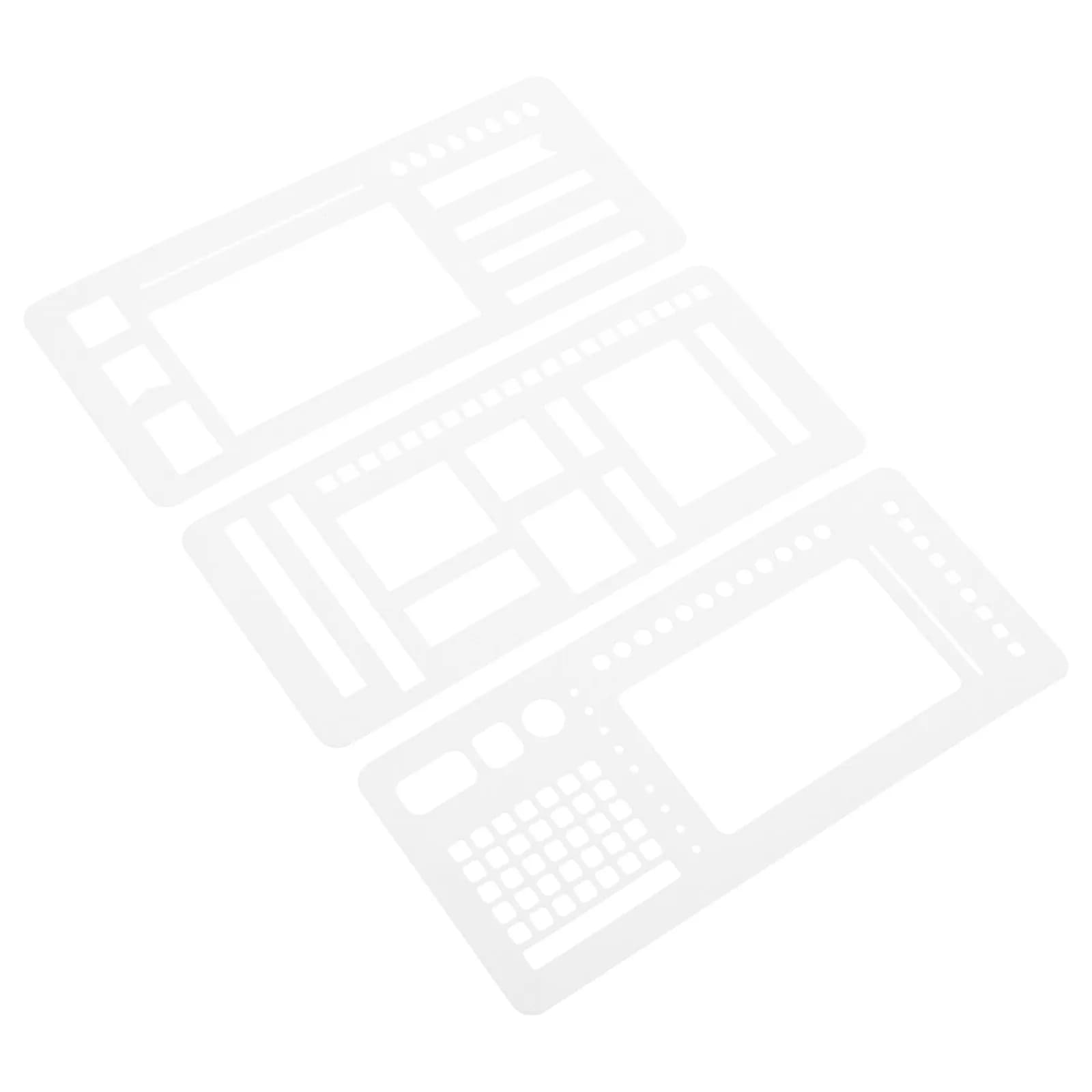 Set di 3 Stencil per Scrapbooking, Disegno e Pittura, Modelli Flessibili per Diari, Quaderni e Planner, Fai-da-Te Artistico