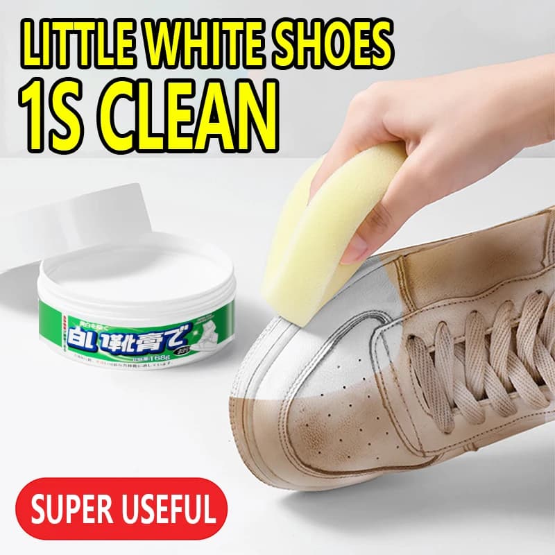 Crema detergente per scarpe bianche, detergente, macchie, senza lavaggio, sbiancante, rimozione ingiallimento, pulizia delle scarpe, spazzolatura delle scarpe
