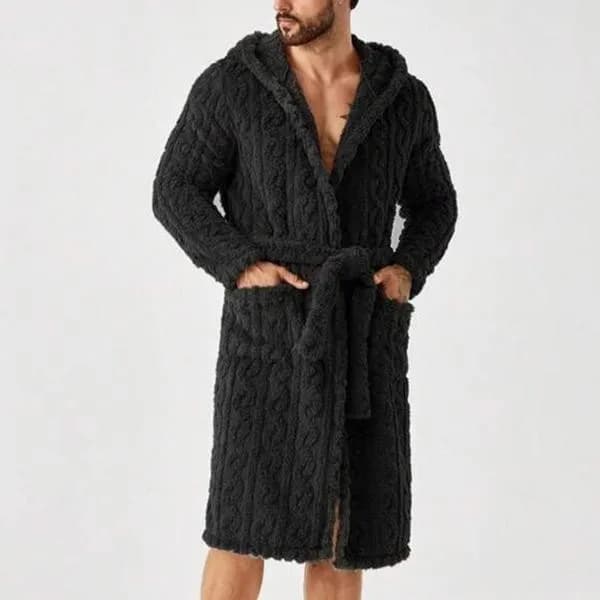 New Men's Bathrobe, Casual Clothing, Pijama Set with Long Sleeves and Hood, Hot Velvet Watch, XL Size