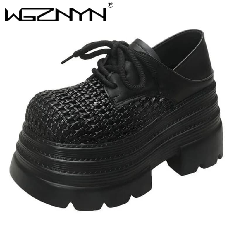 New sneakers in luxury women's quarry platform high casual shoes string thick sole 10CM heels walking shoes Zapatos Mujer