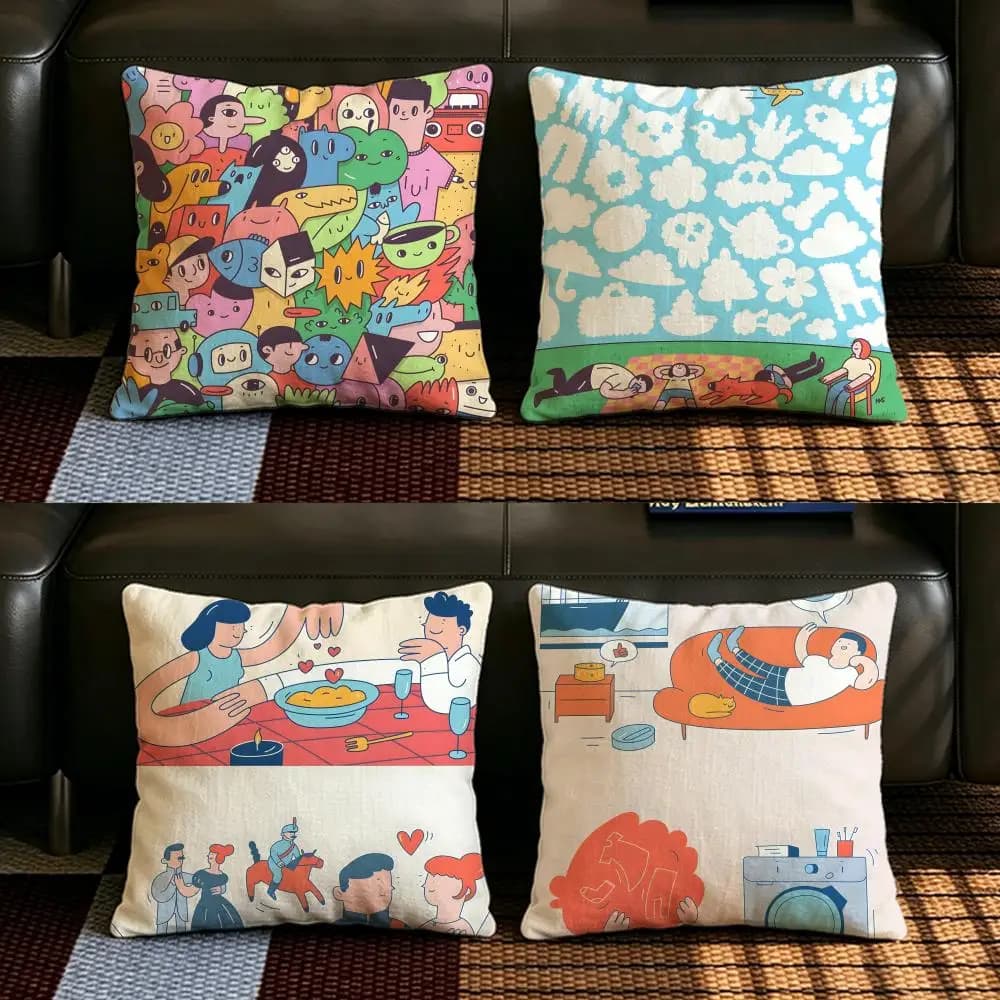 Set di fodere per cuscini in lino naturale, decorazione completa per divano, camera da letto e sedia N-Natasha SpivakS