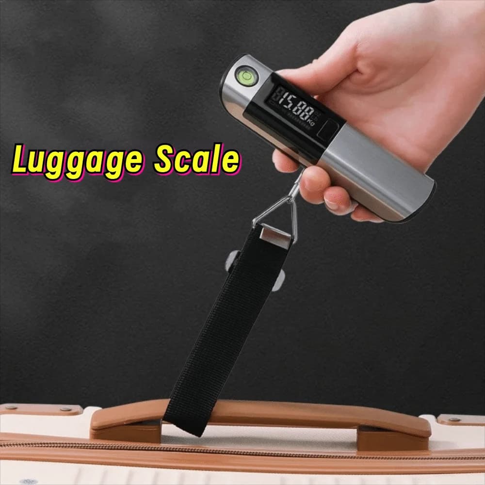 Bilancia Digitale Portatile LCD da 50Kg/110Lb per Bagagli, Alta Precisione con Metro a Nastro e Mini Gancio per Pesare all'Aperto